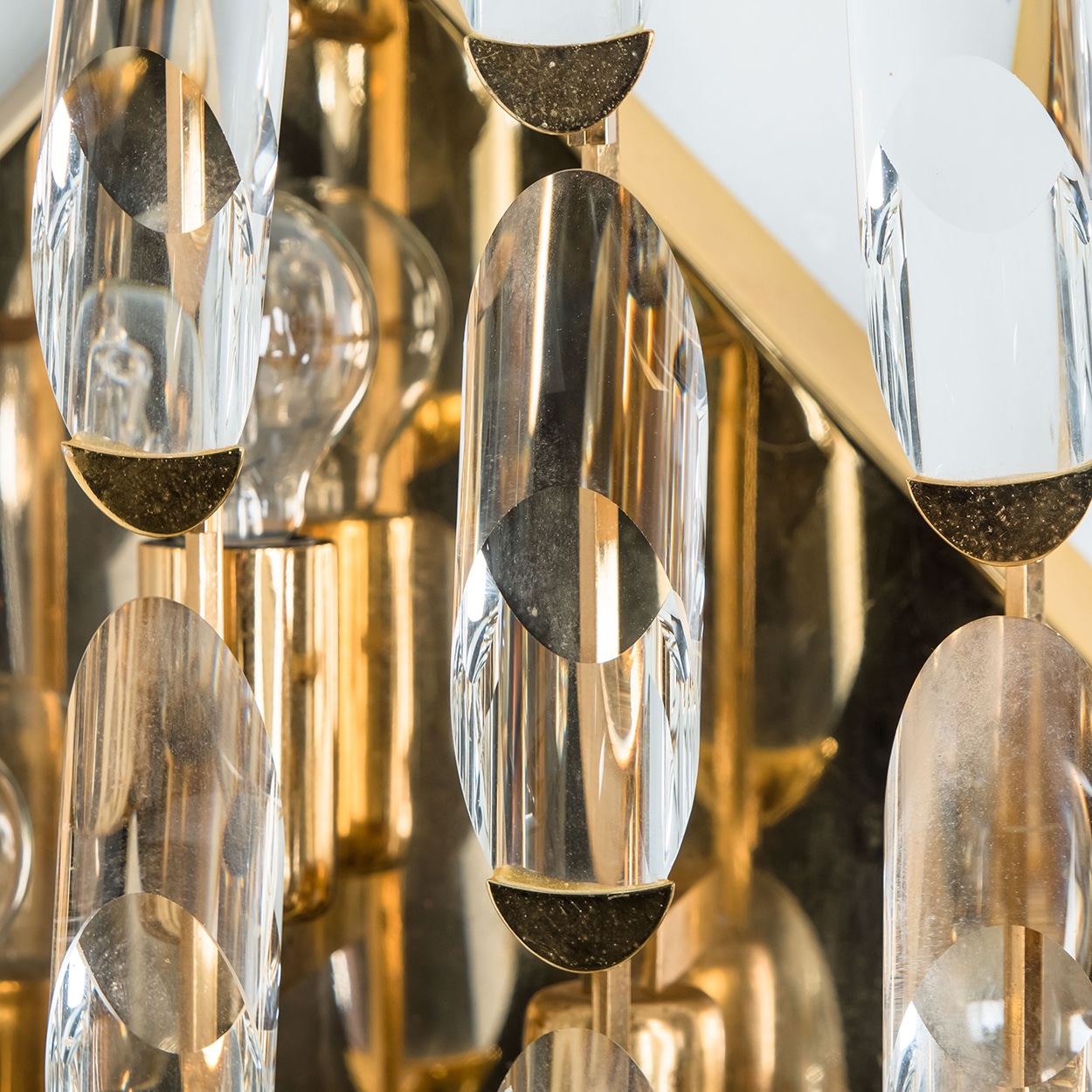 Crystal Gilded Brass Wall Light, Stilkronen, 1975