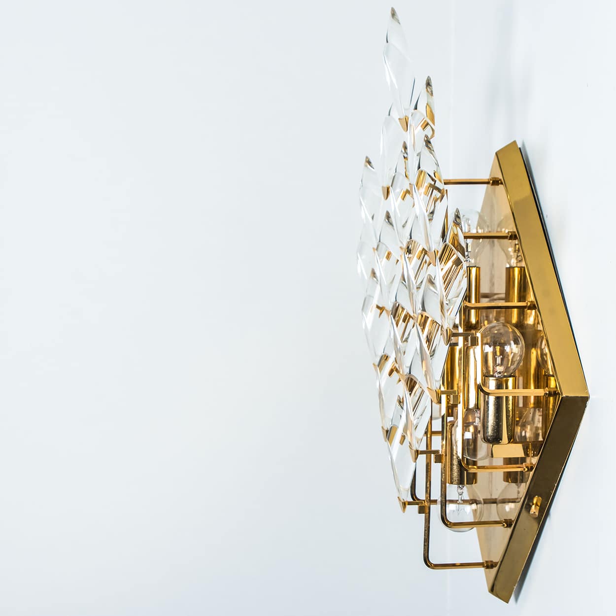 Crystal Gilded Brass Wall Light, Stilkronen, 1975