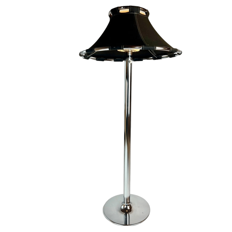 Floor Lamp in Chrome and Black Fabric