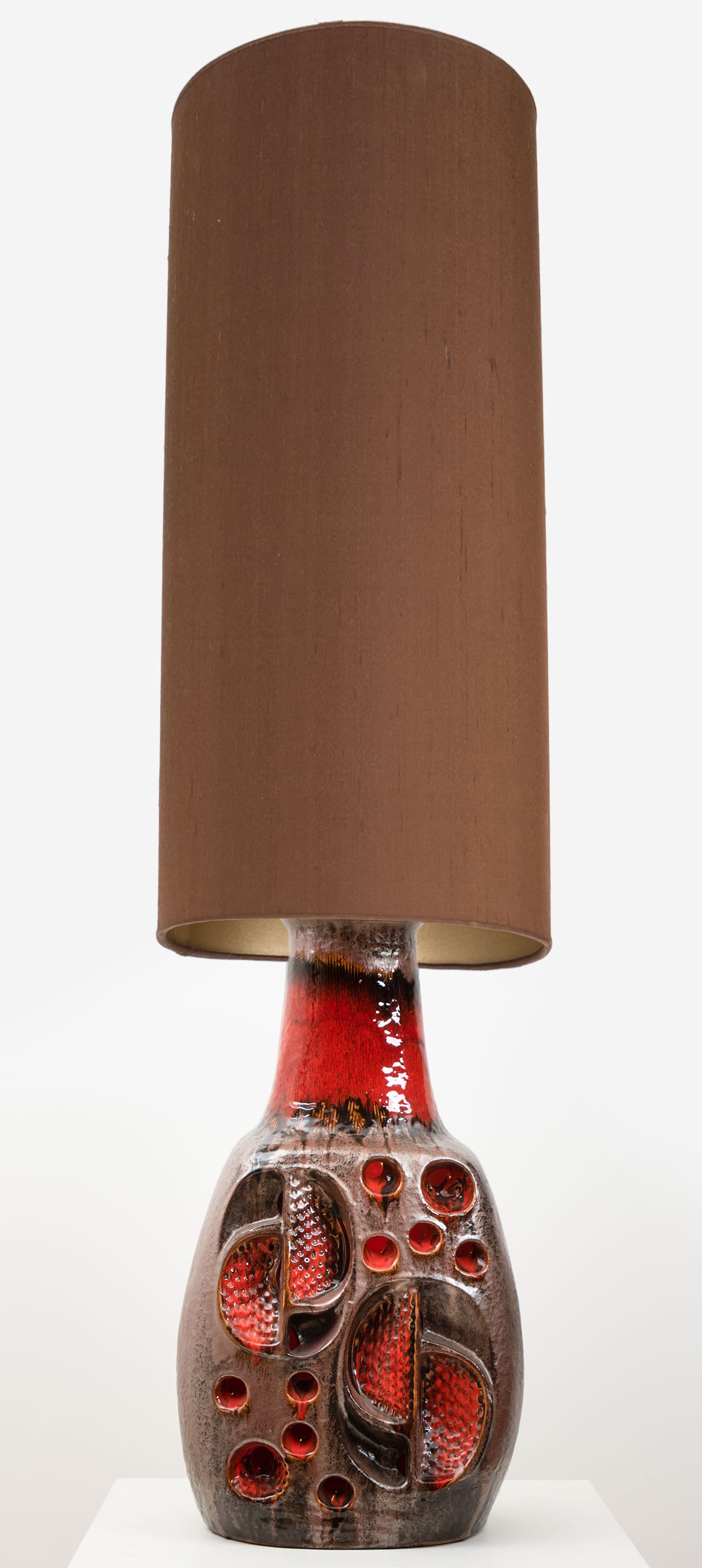 Fat Lava Brown Red Ceramic Table Lamp, Germany