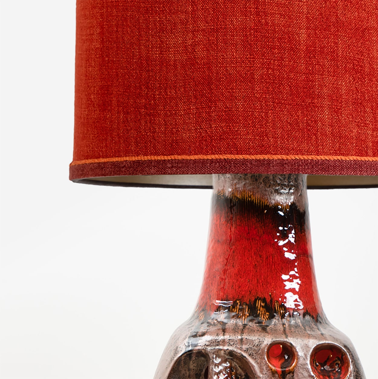 Fat Lava Brown Red Ceramic Table Lamp, Germany