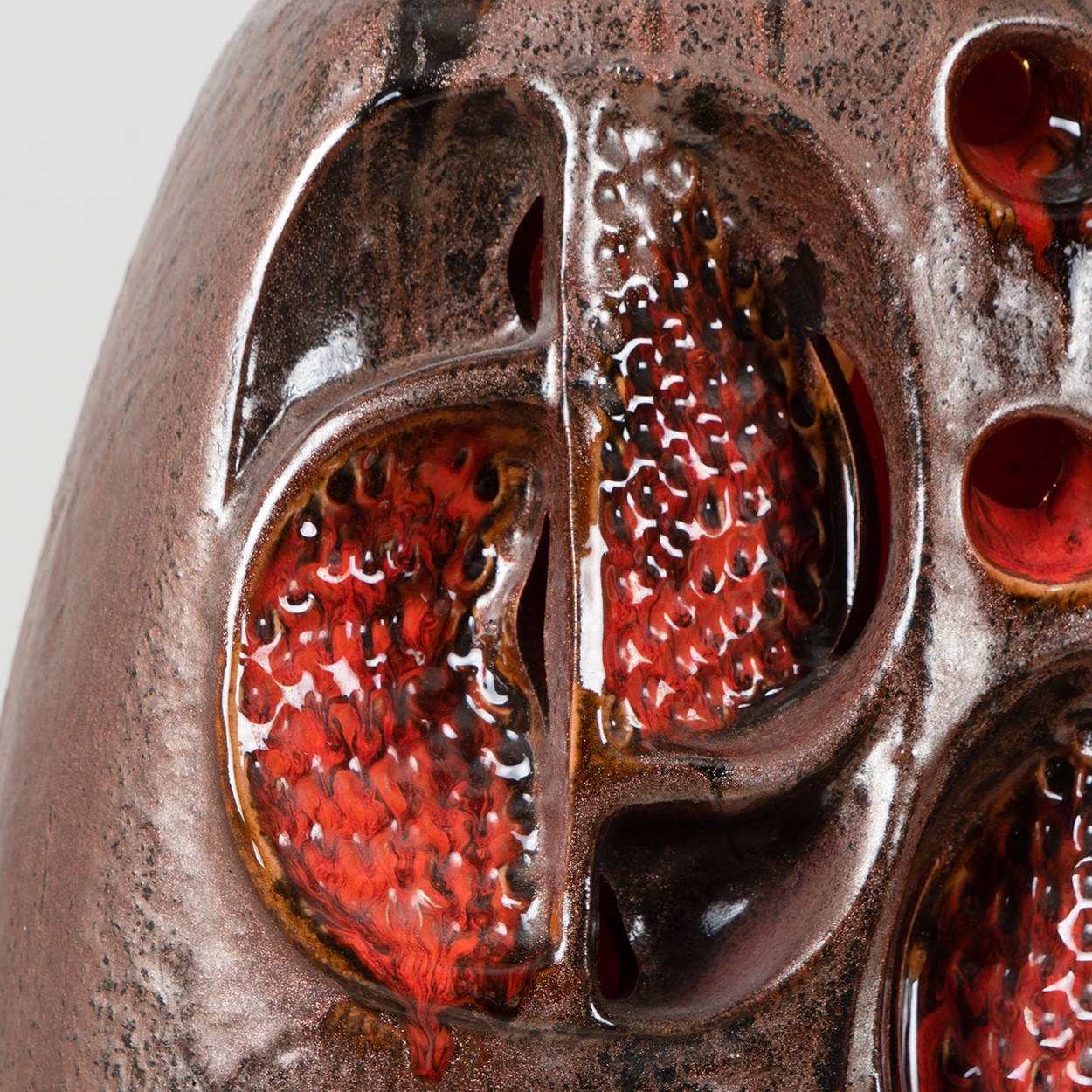 Fat Lava Brown Red Ceramic Table Lamp, Germany