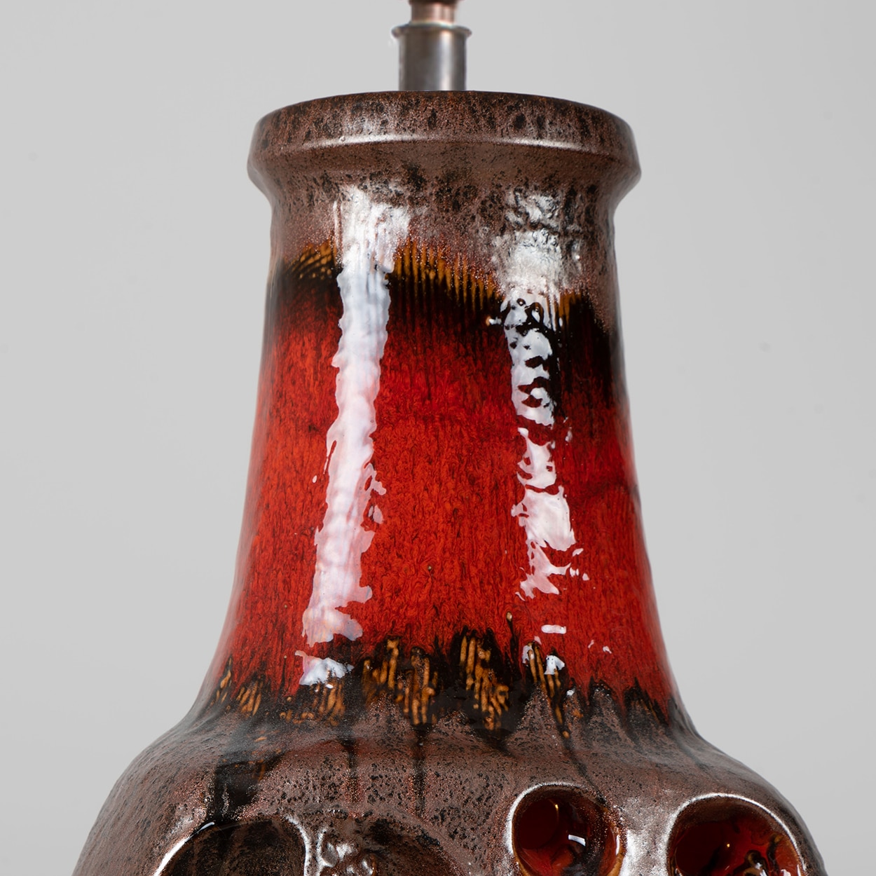 Fat Lava Brown Red Ceramic Table Lamp, Germany