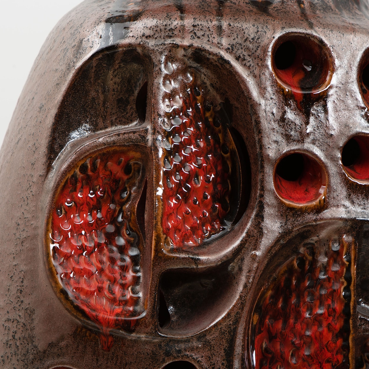 Fat Lava Brown Red Ceramic Table Lamp, Germany