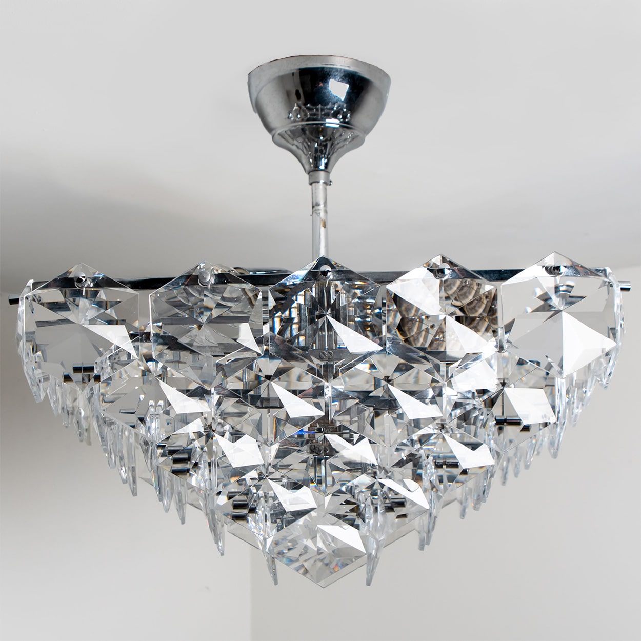 Hex Chrome Crystal Kinkeldey Pendant Light, 1970