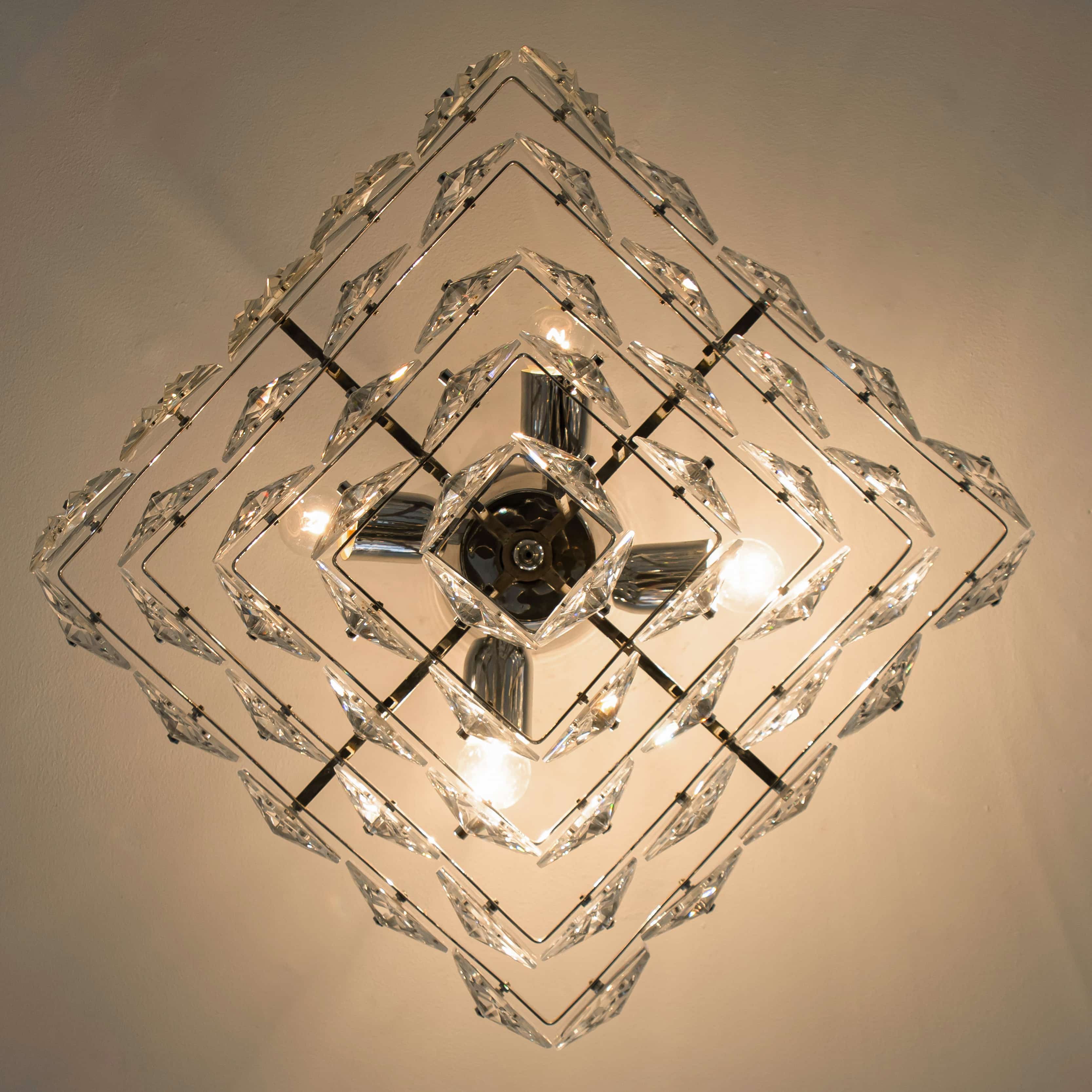 Hex Chrome Crystal Kinkeldey Pendant Light, 1970
