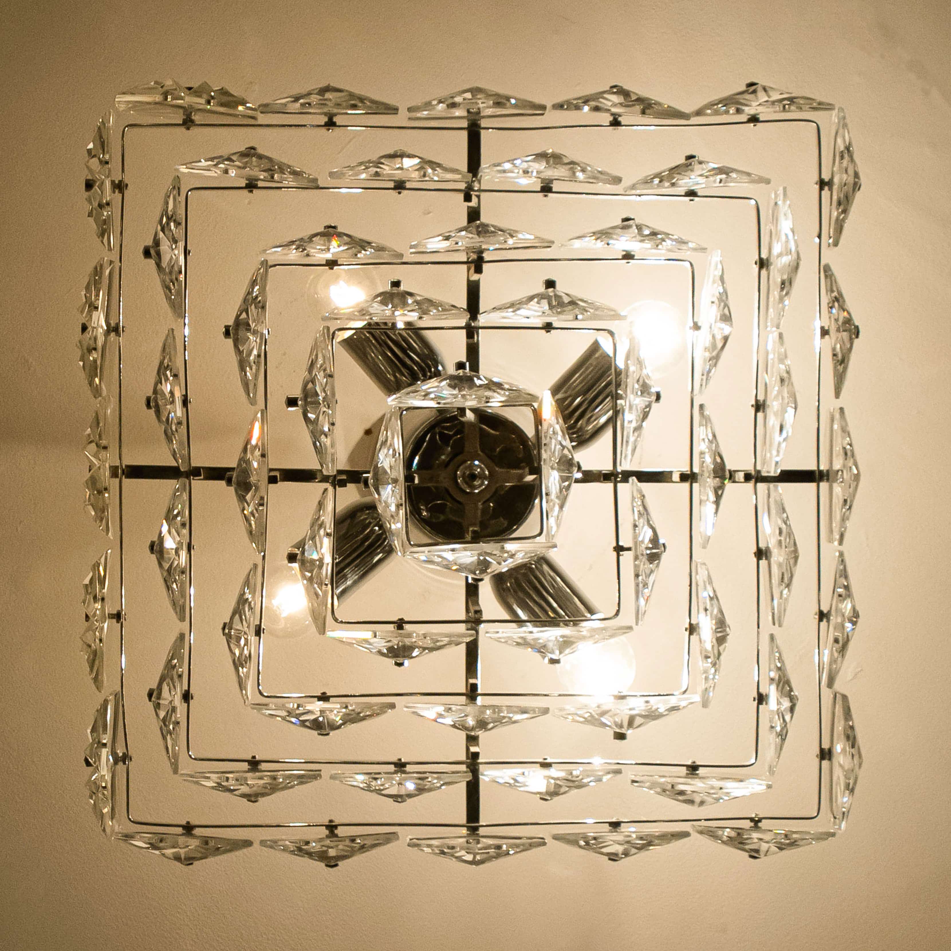 Hex Chrome Crystal Kinkeldey Pendant Light, 1970