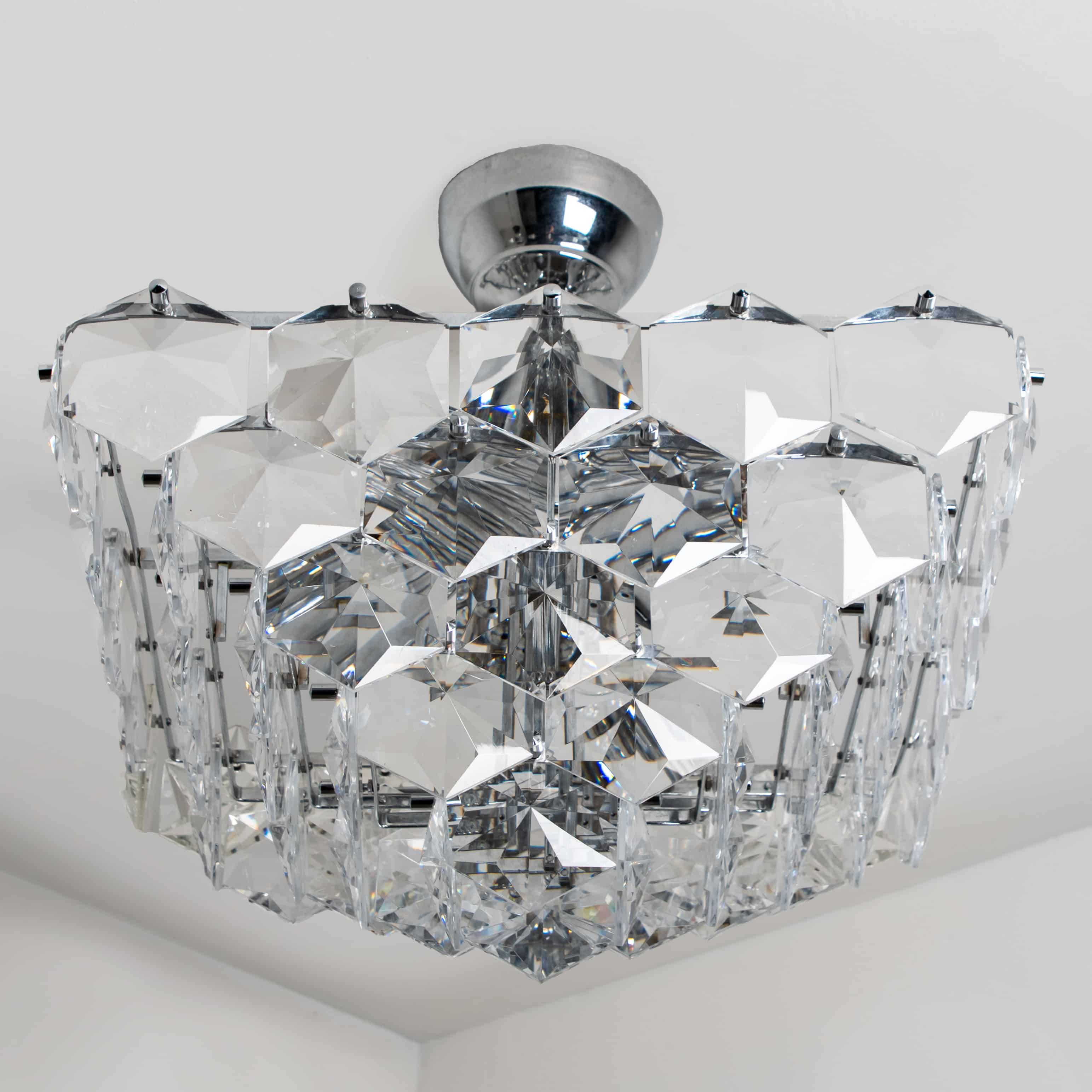 Hex Chrome Crystal Kinkeldey Pendant Light, 1970
