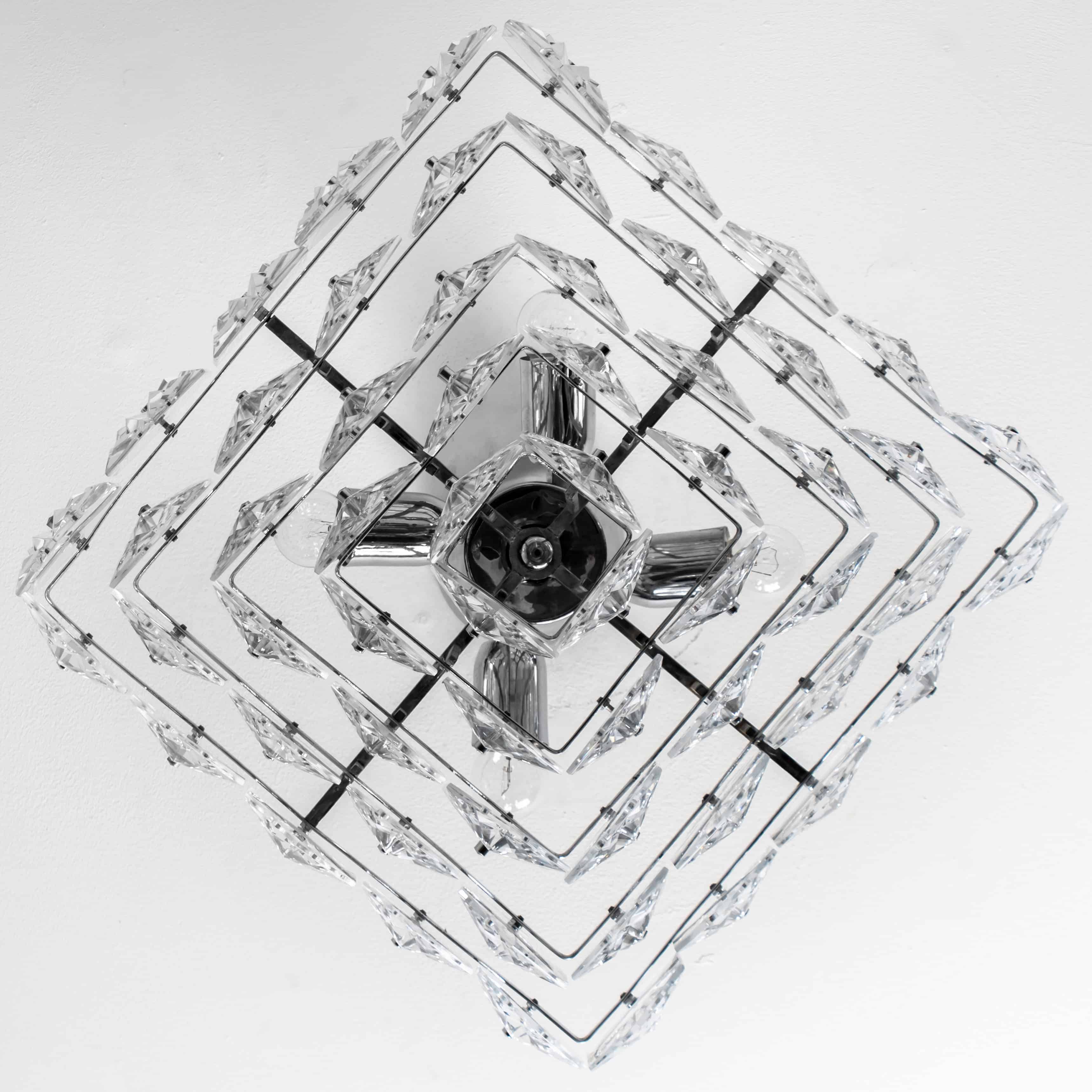 Hex Chrome Crystal Kinkeldey Pendant Light, 1970