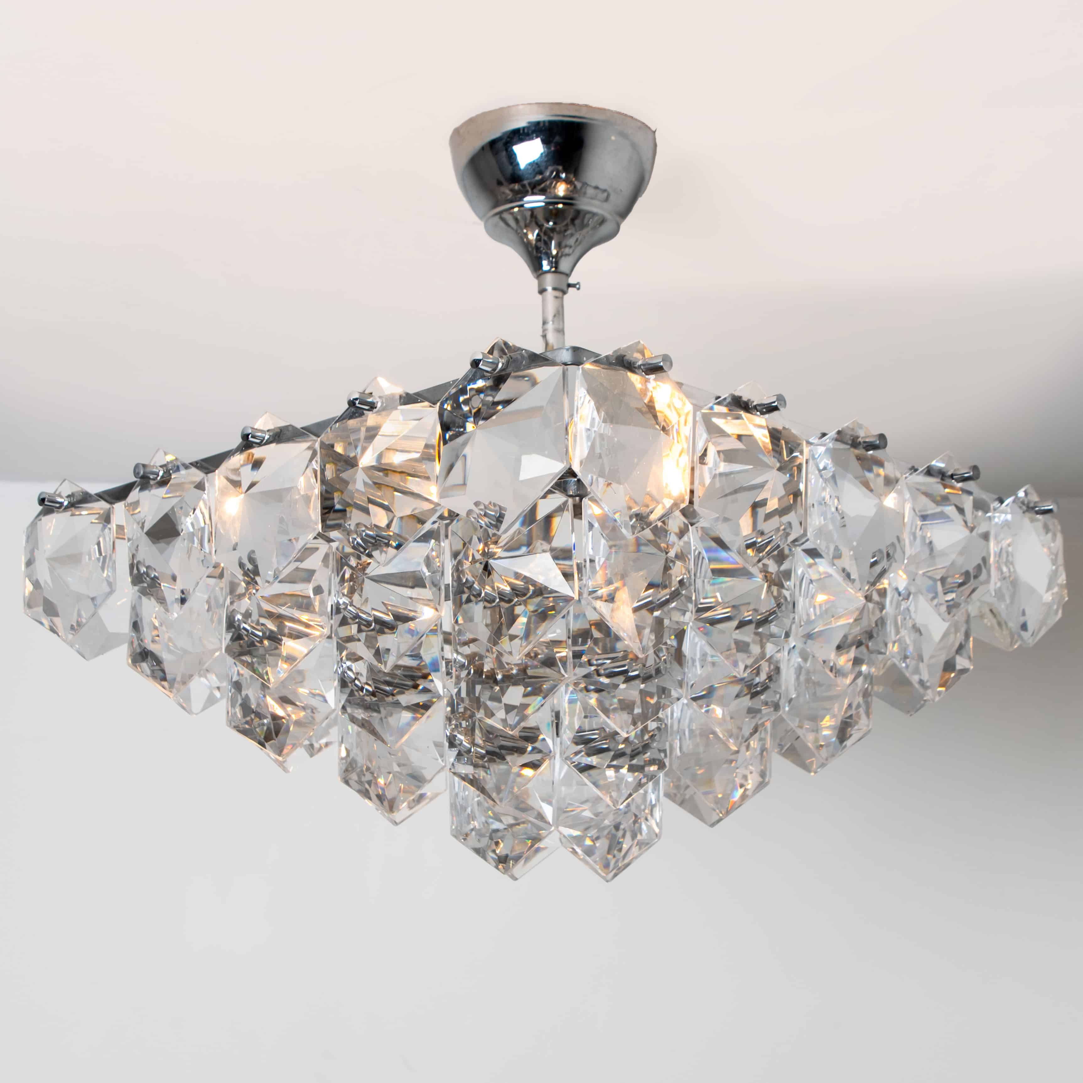 Hex Chrome Crystal Kinkeldey Pendant Light, 1970
