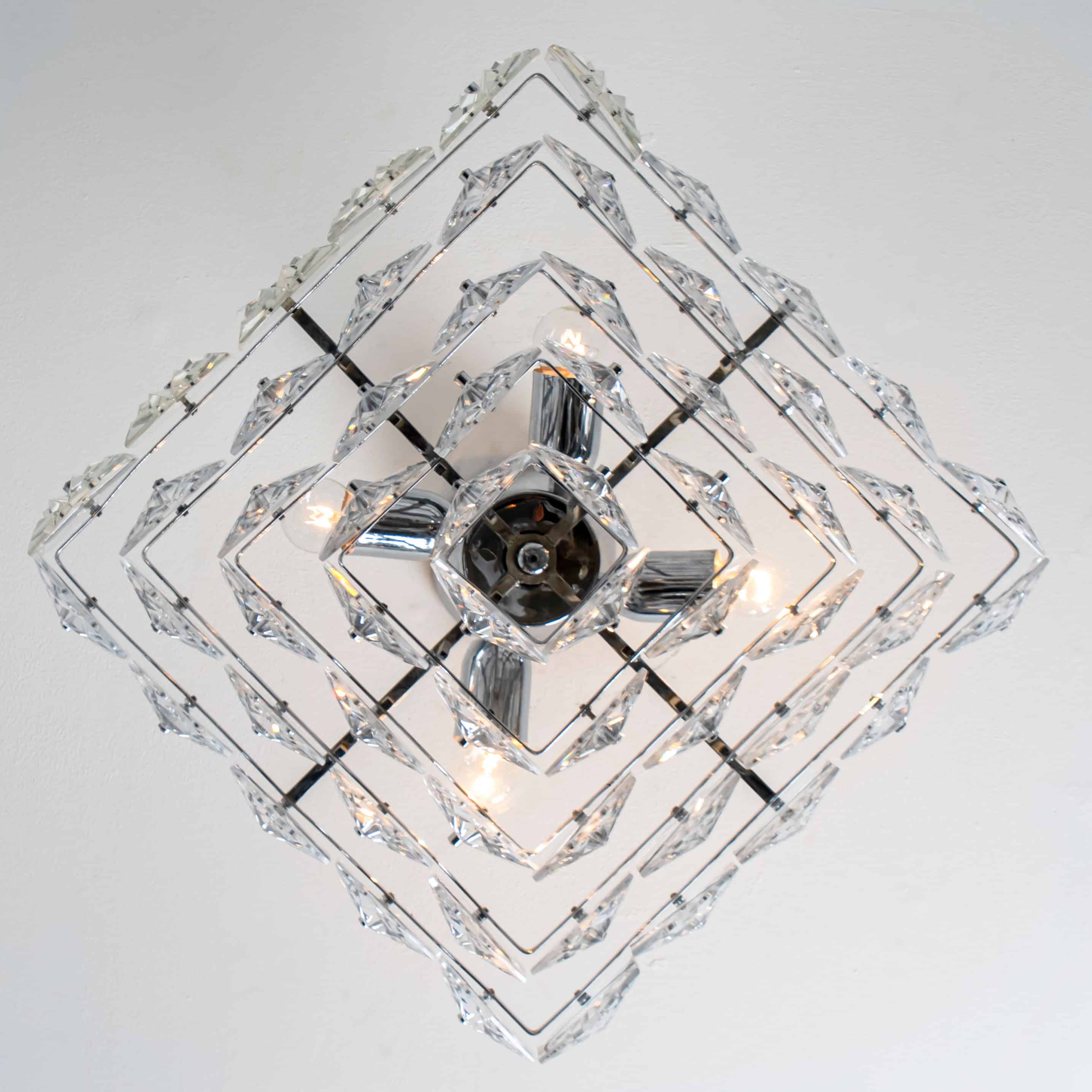 Hex Chrome Crystal Kinkeldey Pendant Light, 1970