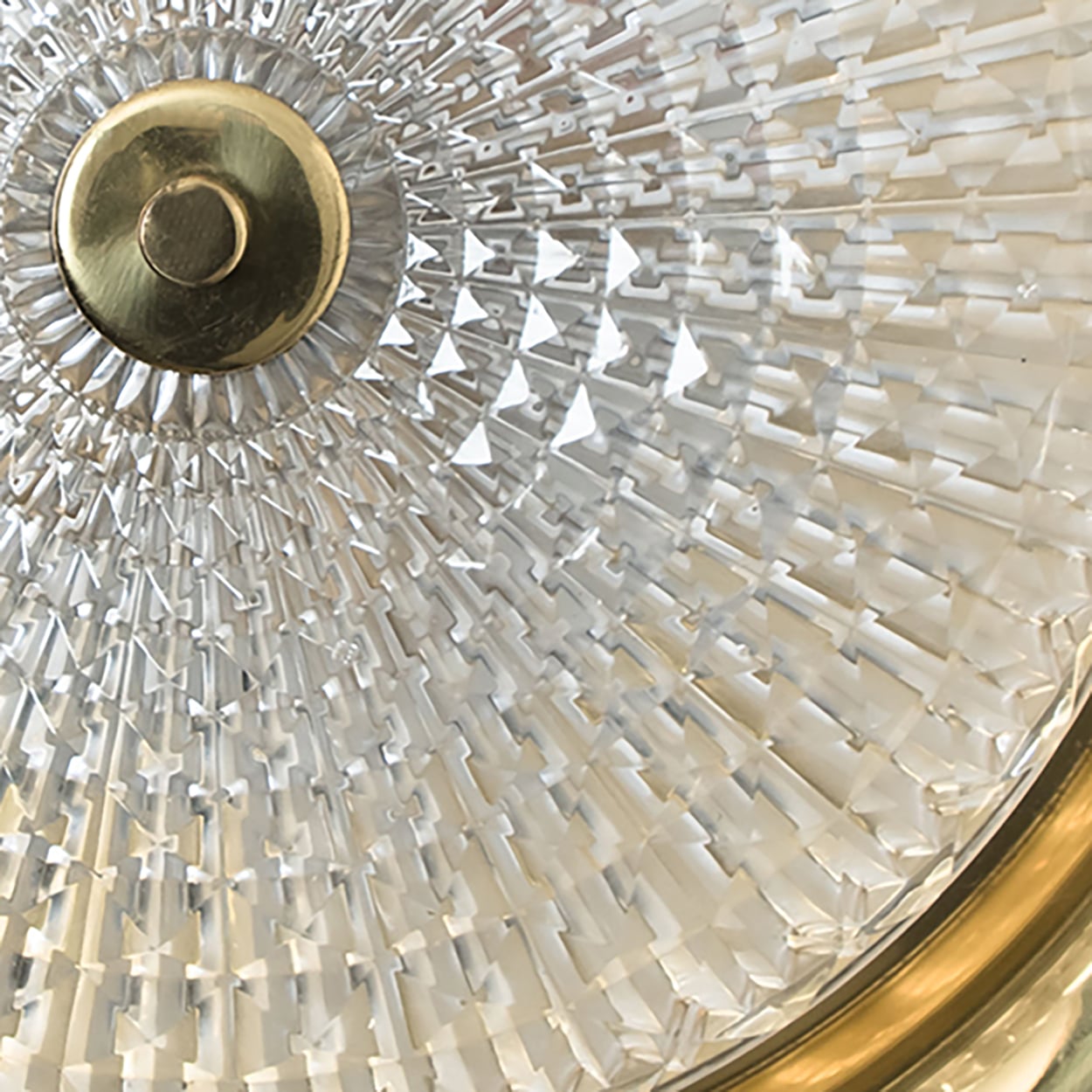 1 of the 2 Gold Brass Clear Glass Flush Mount or Wall light, Fagerlund, 1960s