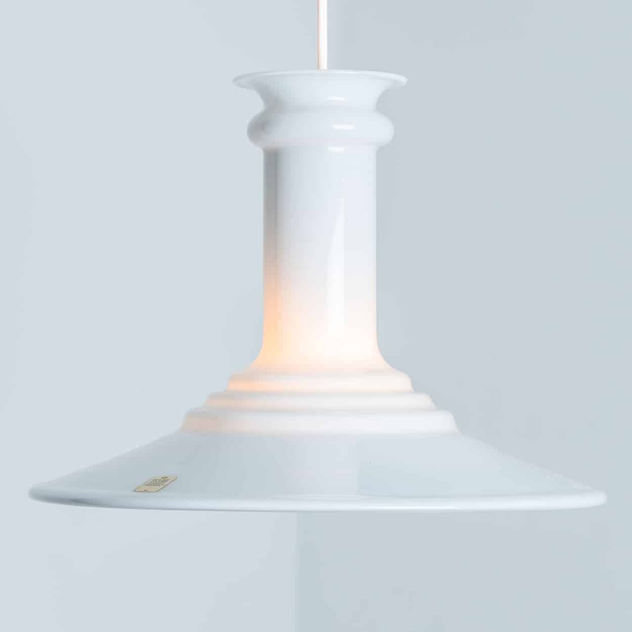 Pair of White Holmegaard Hanging Lamps by Michael Bang, 1970