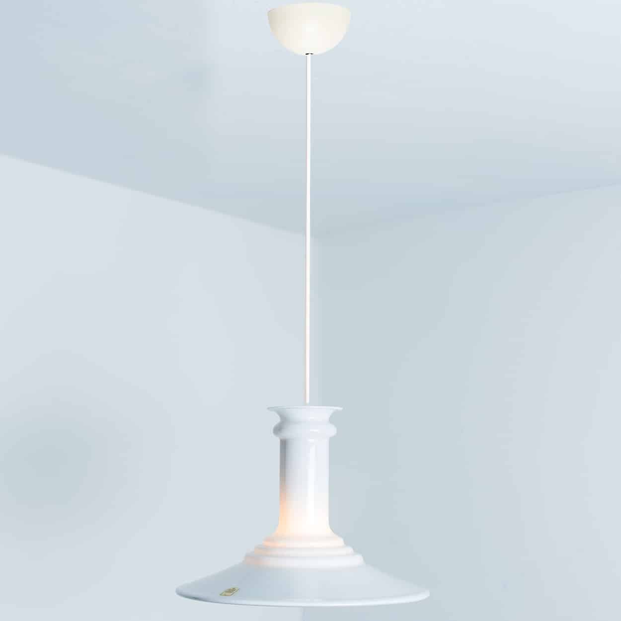 Pair of White Holmegaard Hanging Lamps by Michael Bang, 1970