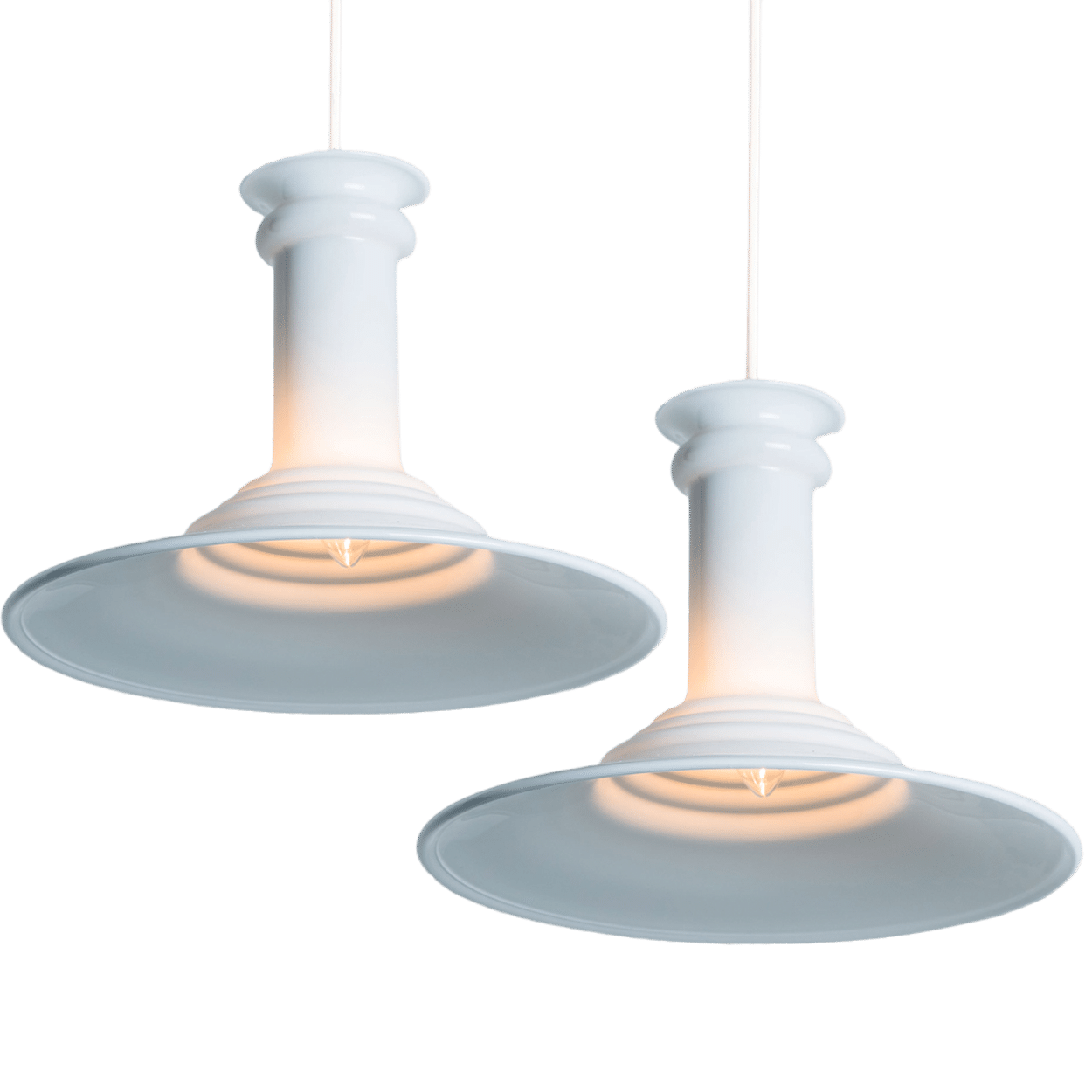 Pair of White Holmegaard Hanging Lamps by Michael Bang, 1970
