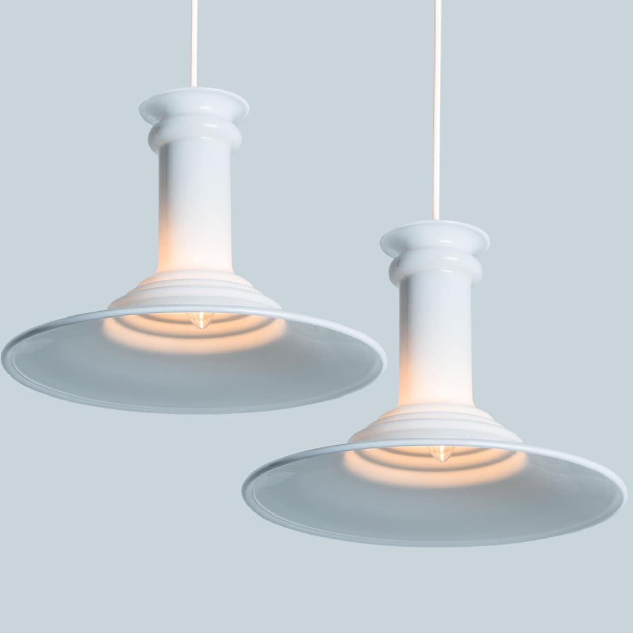 Pair of White Holmegaard Hanging Lamps by Michael Bang, 1970