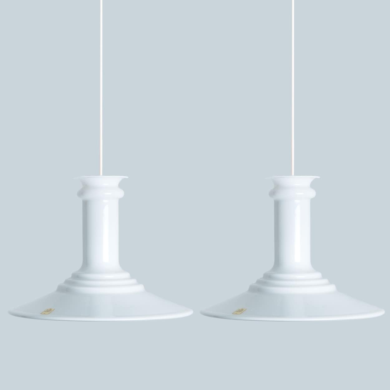 Pair of White Holmegaard Hanging Lamps by Michael Bang, 1970