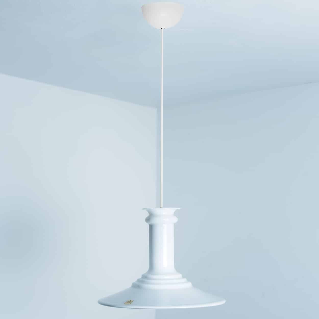 Pair of White Holmegaard Hanging Lamps by Michael Bang, 1970