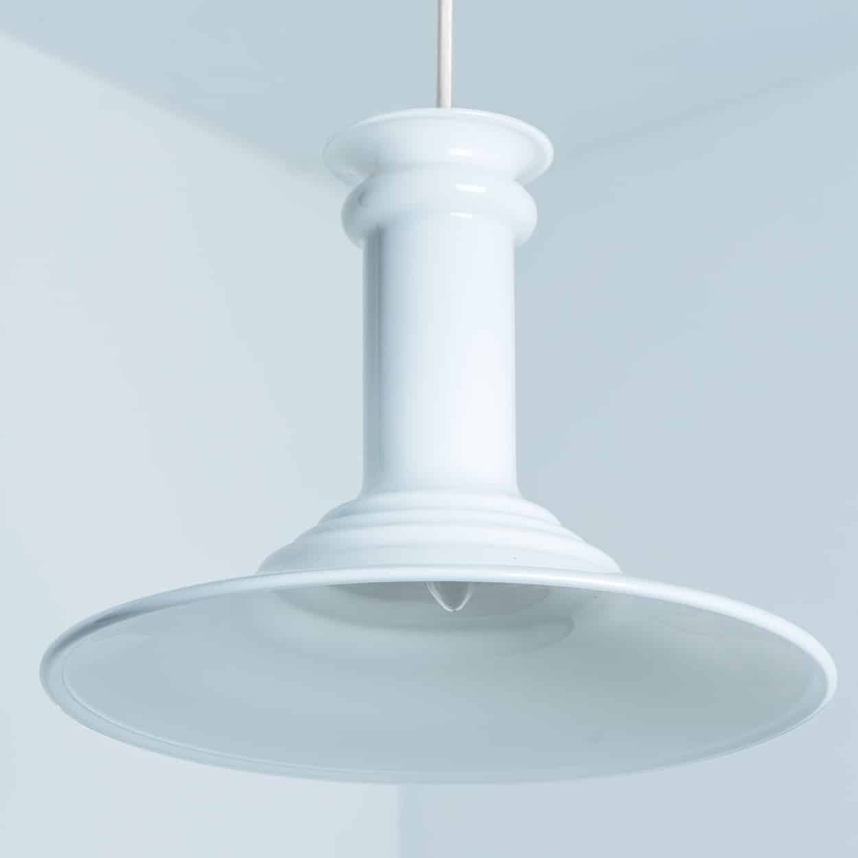 Pair of White Holmegaard Hanging Lamps by Michael Bang, 1970