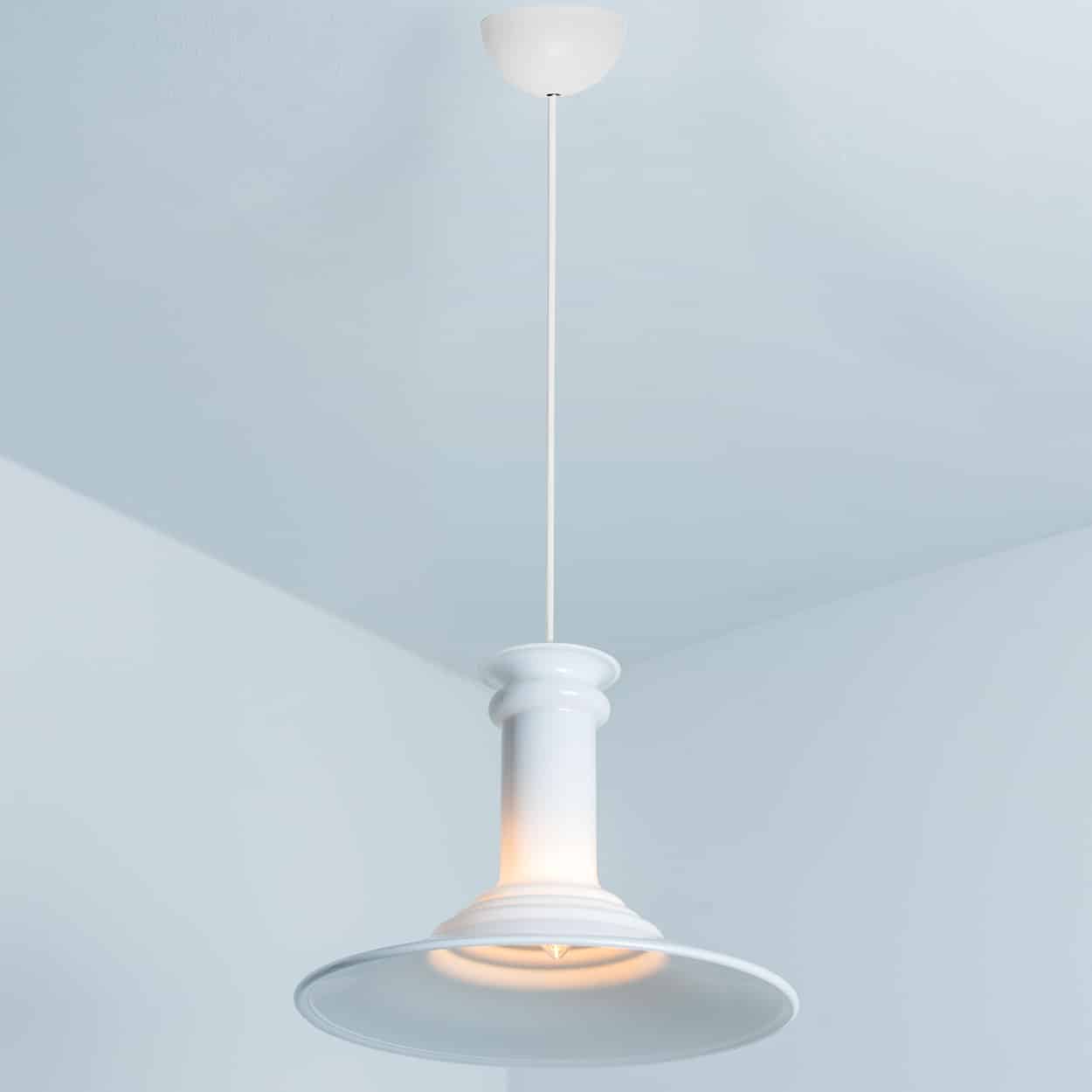 Pair of White Holmegaard Hanging Lamps by Michael Bang, 1970