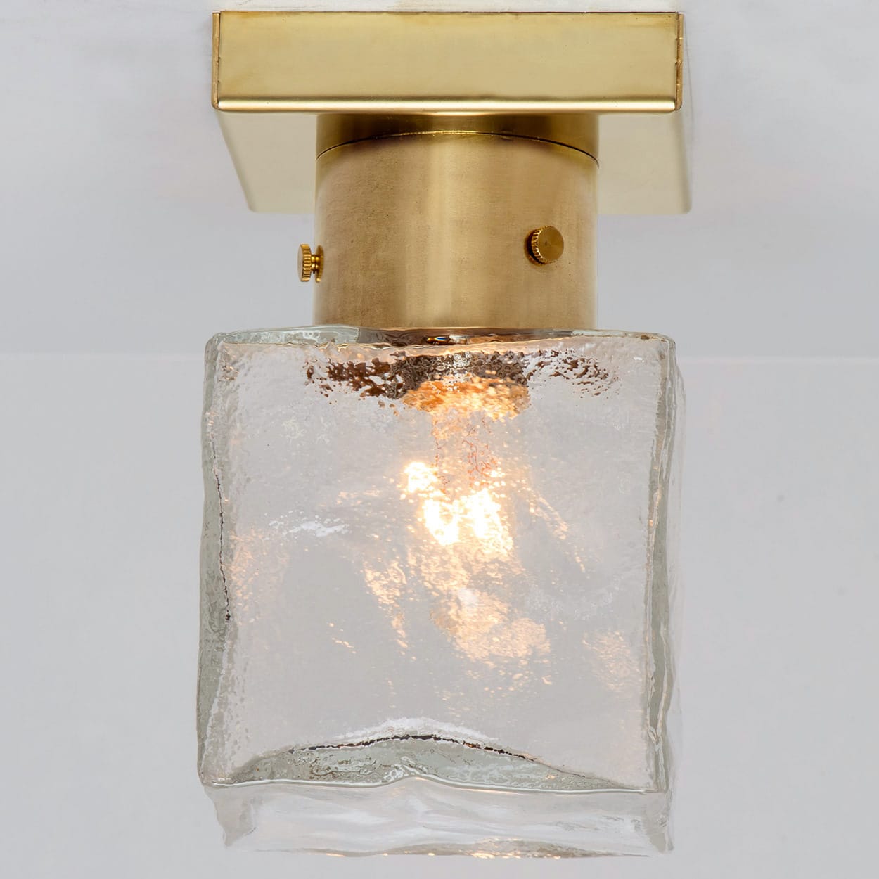 1 of the 8 Square Glass and Brass Light Fixtures by J.T. Kalmar, Austria