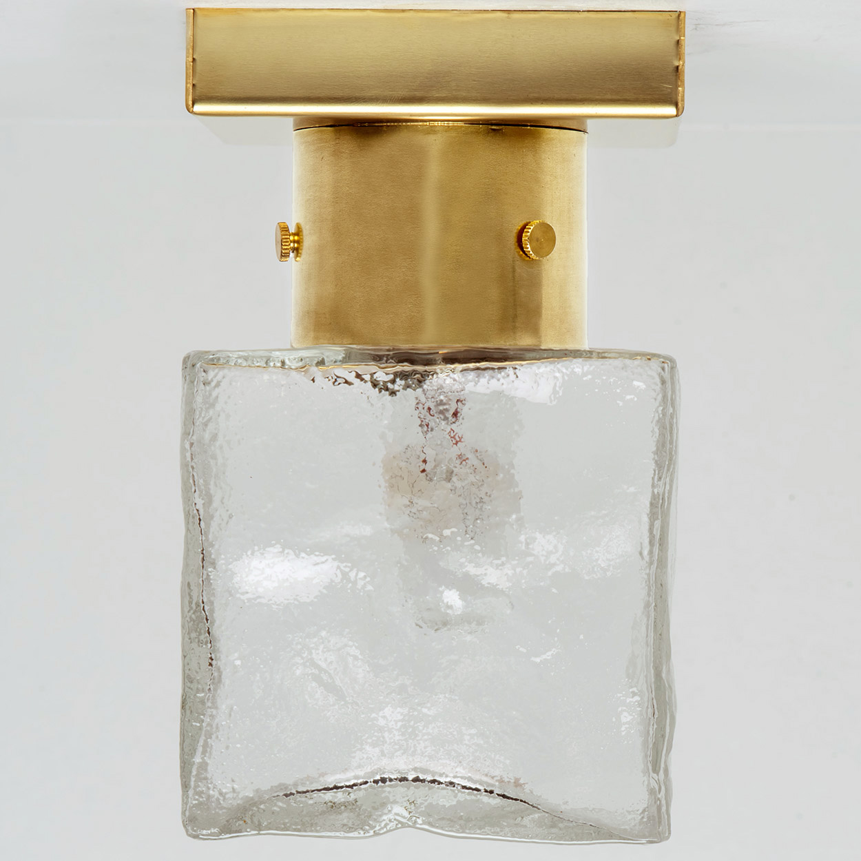 1 of the 8 Square Glass and Brass Light Fixtures by J.T. Kalmar, Austria