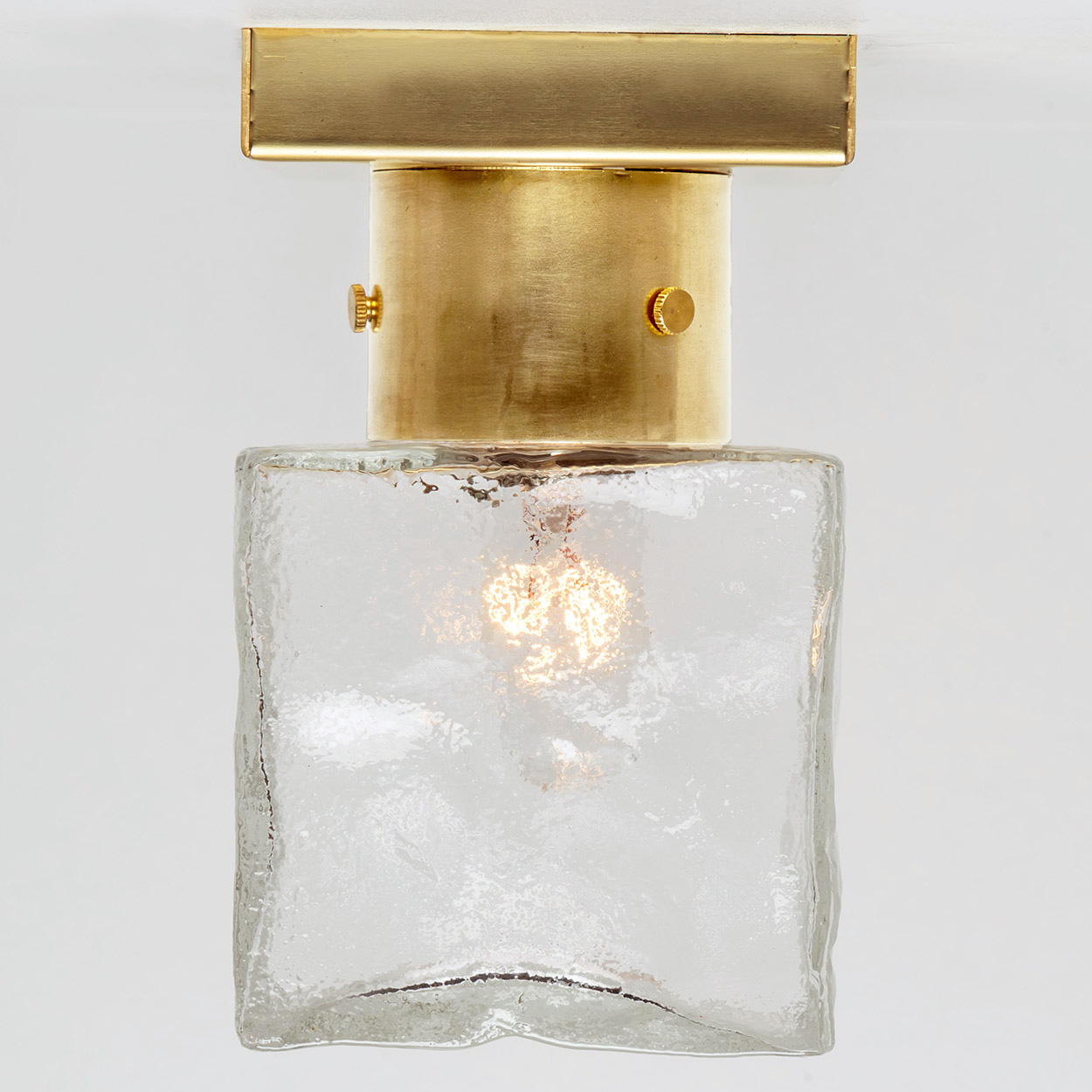 1 of the 8 Square Glass and Brass Light Fixtures by J.T. Kalmar, Austria