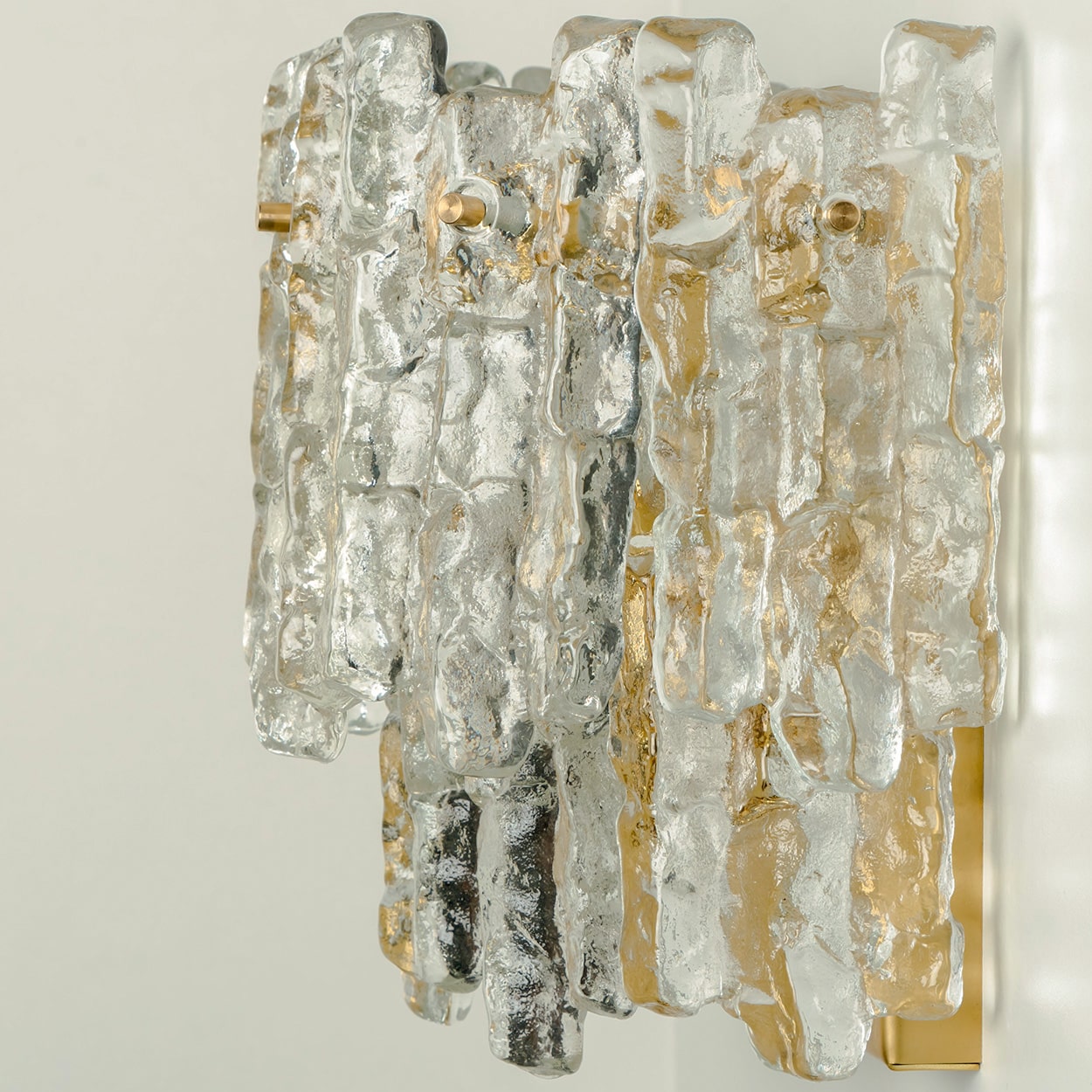 1 of the 6 XL Textured Ice glass Wall Lights Kalmar, 1970s