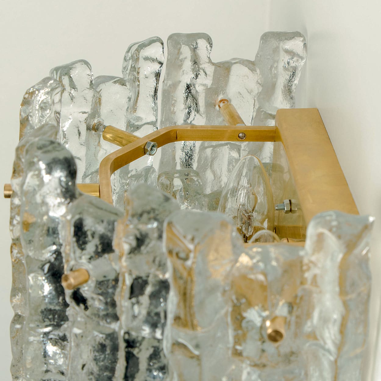 1 of the 6 XL Textured Ice glass Wall Lights Kalmar, 1970s