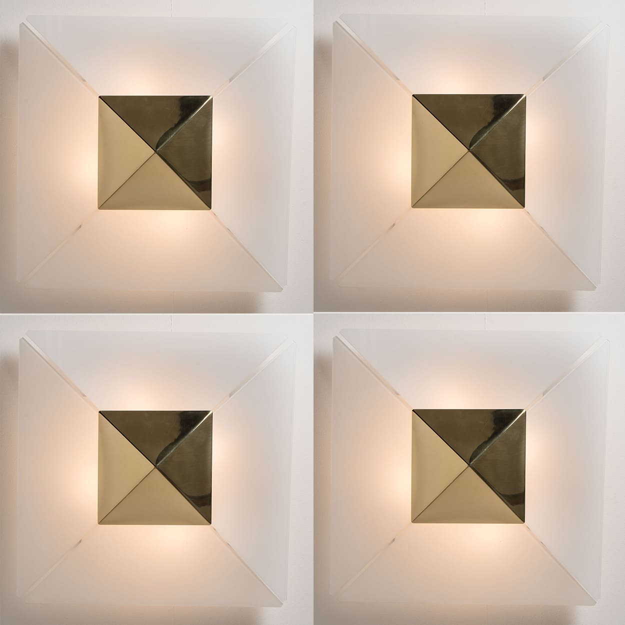 1 of the 4 Pyramid Shaped Flush Mounts by J.T.Kalmar, 1970