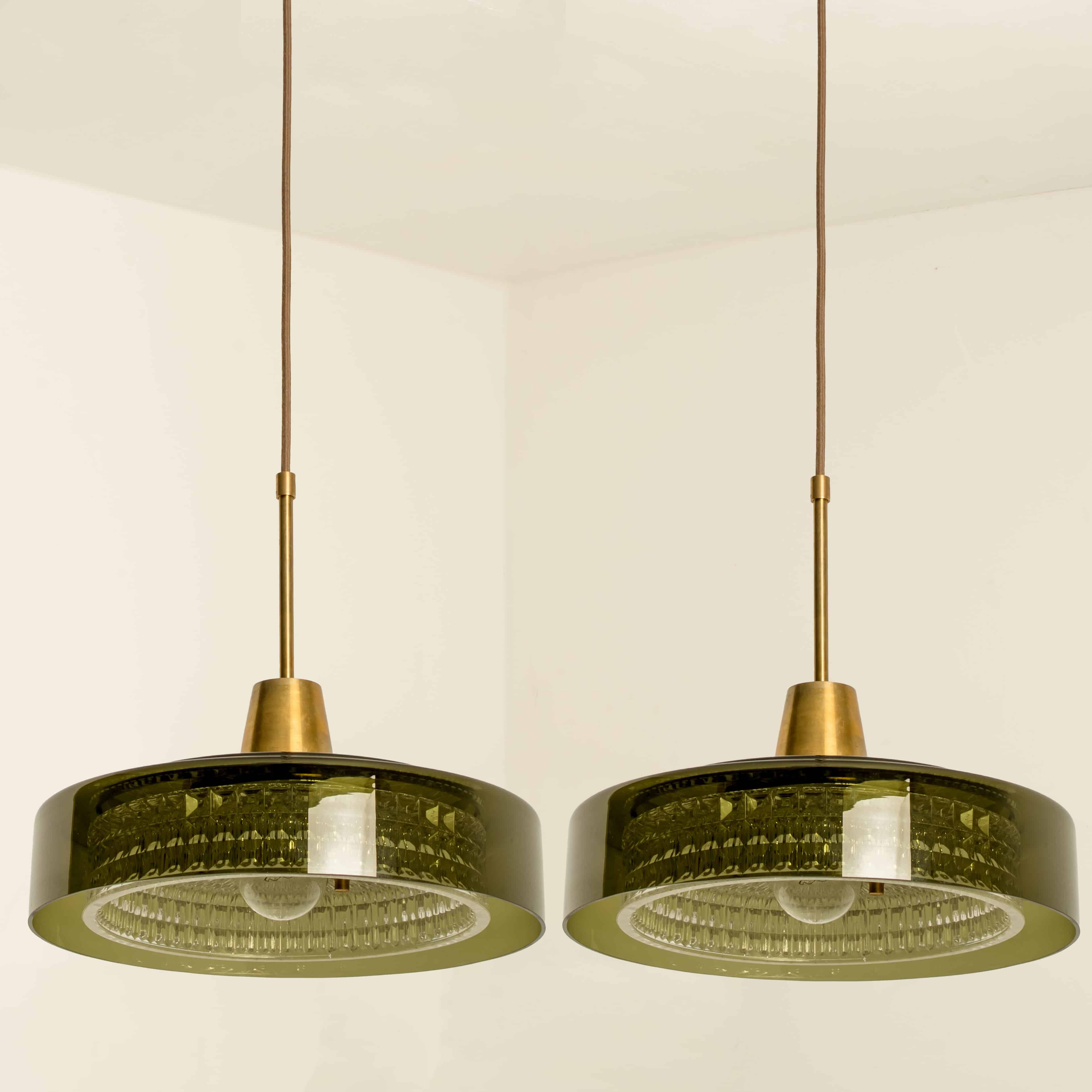 Pair of Glass Pendants by Carl Fagerlund for Orrefors, 1960s