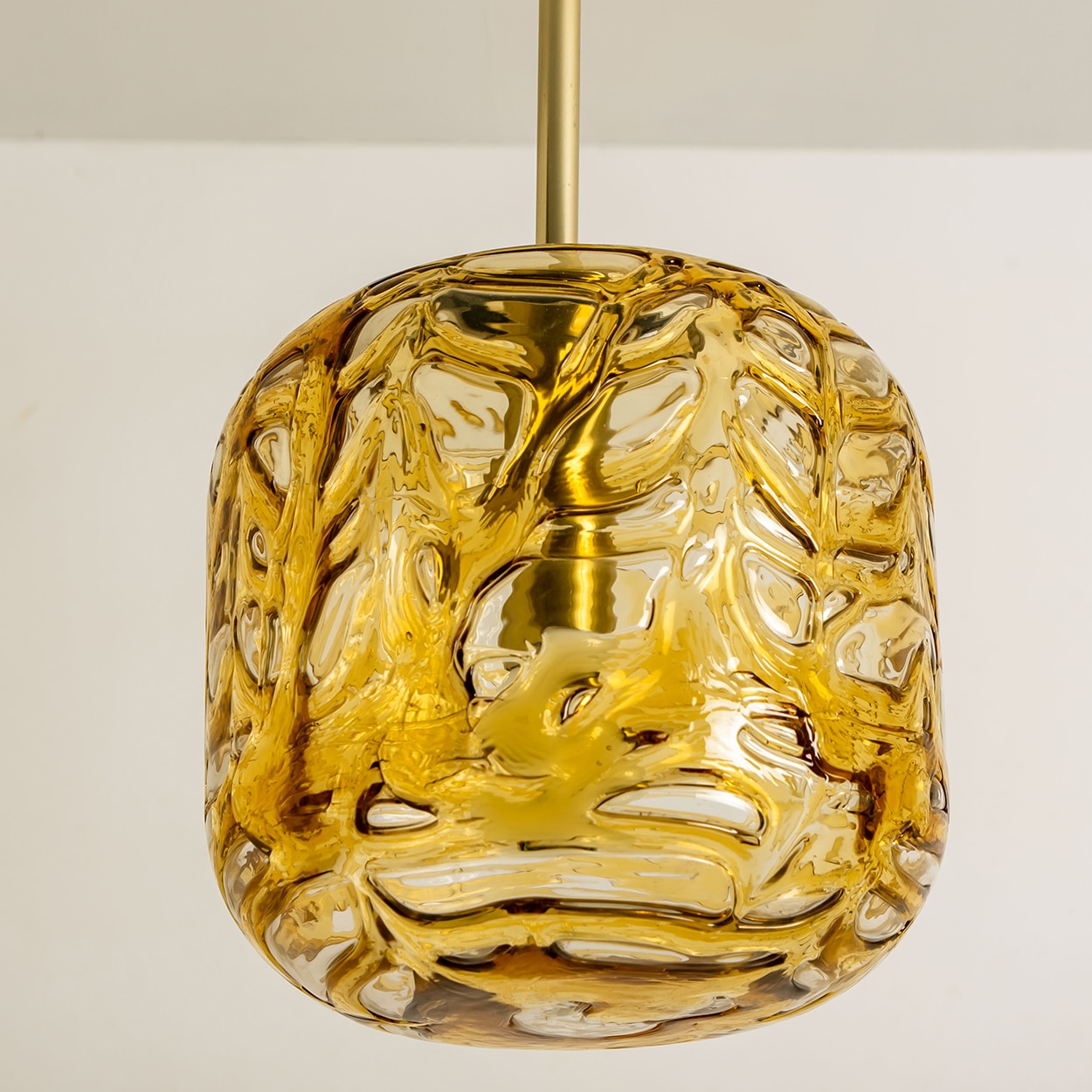 Pair of Amber Murano Glass Pendant Lamps, 1960s