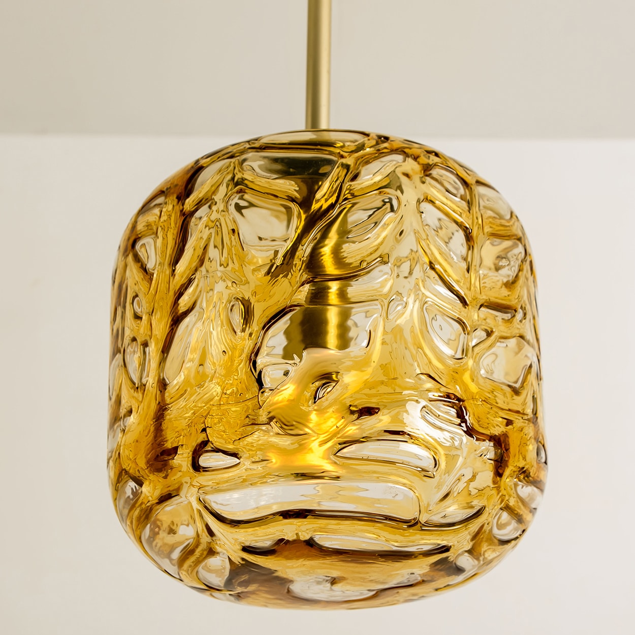 Pair of Amber Murano Glass Pendant Lamps, 1960s