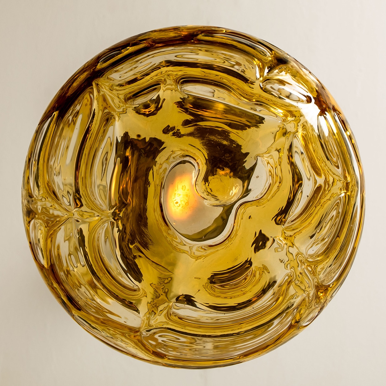 Pair of Amber Murano Glass Pendant Lamps, 1960s