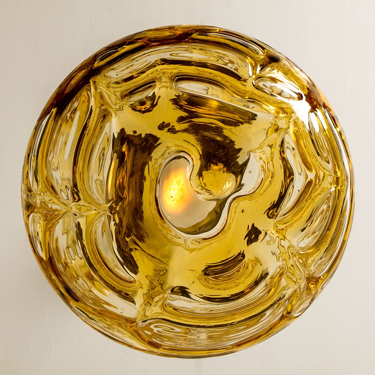 Pair of Amber Murano Glass Pendant Lamps, 1960s