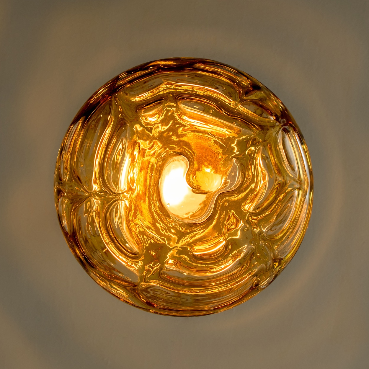 Pair of Amber Murano Glass Pendant Lamps, 1960s