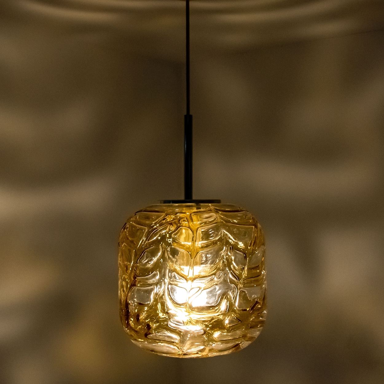 Pair of Amber Murano Glass Pendant Lamps, 1960s