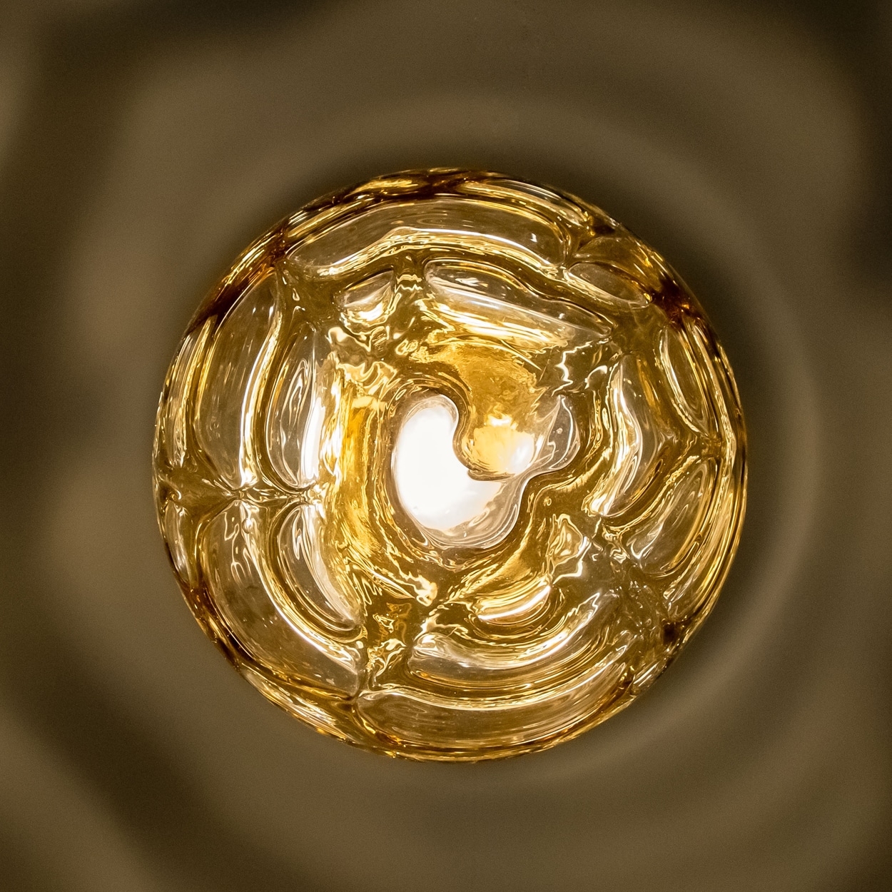 Pair of Amber Murano Glass Pendant Lamps, 1960s