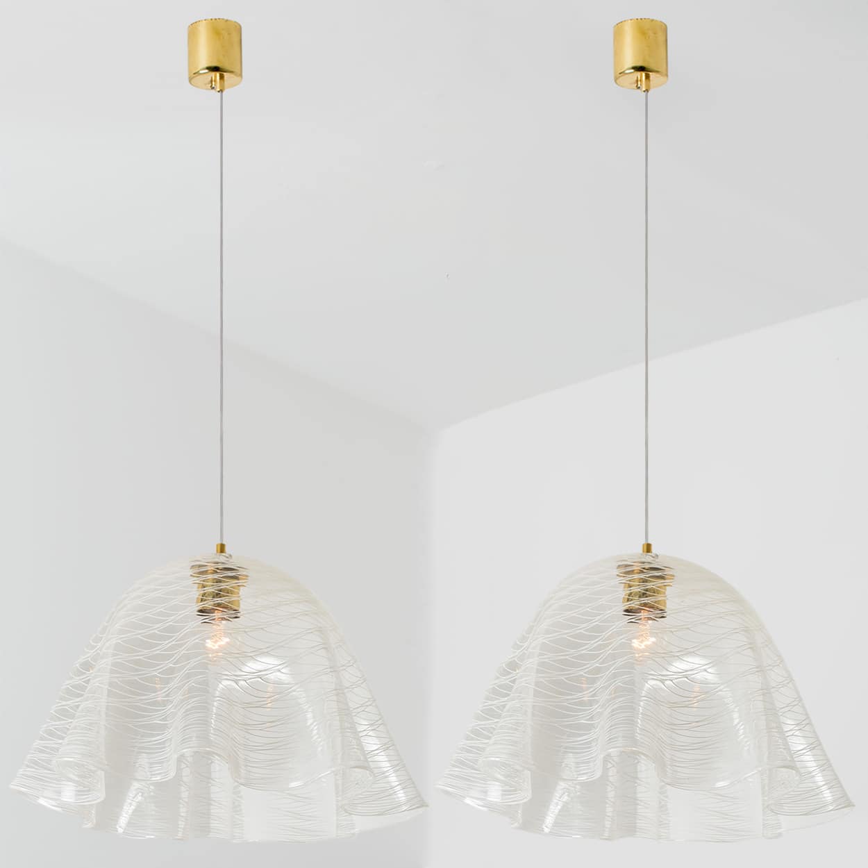 1 of the 2 Glass Kalmar Fazzoletto Pendants, 1970s