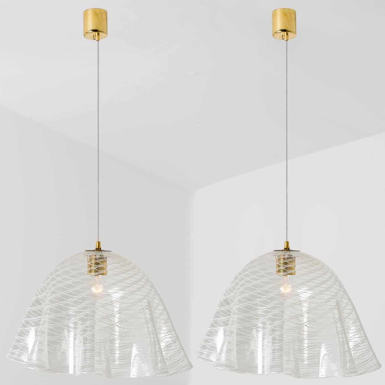 1 of the 2 Glass Kalmar Fazzoletto Pendants, 1970s