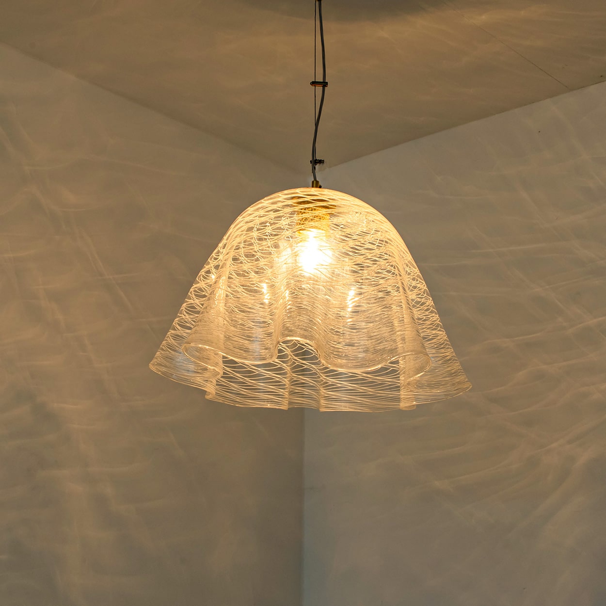 1 of the 2 Glass Kalmar Fazzoletto Pendants, 1970s