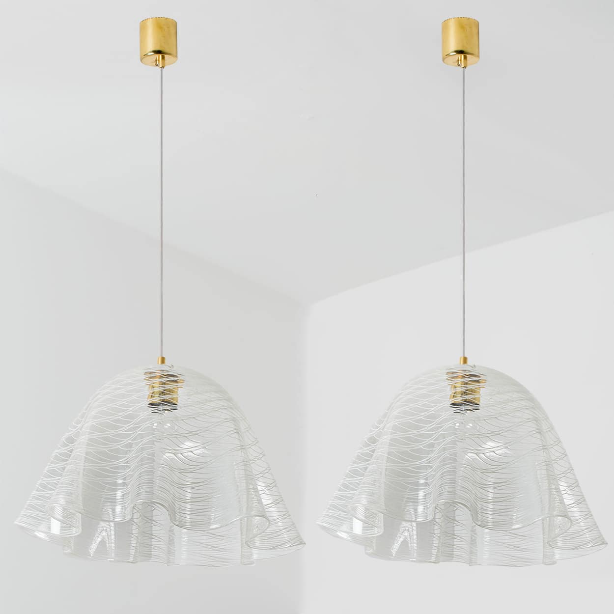 1 of the 2 Glass Kalmar Fazzoletto Pendants, 1970s