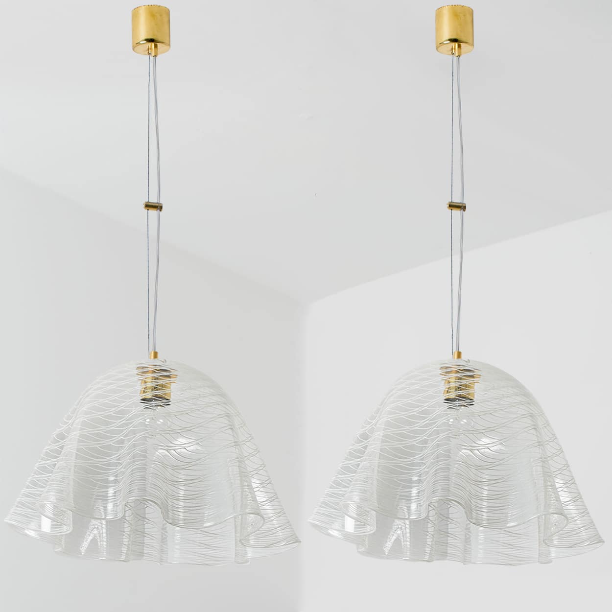 1 of the 2 Glass Kalmar Fazzoletto Pendants, 1970s