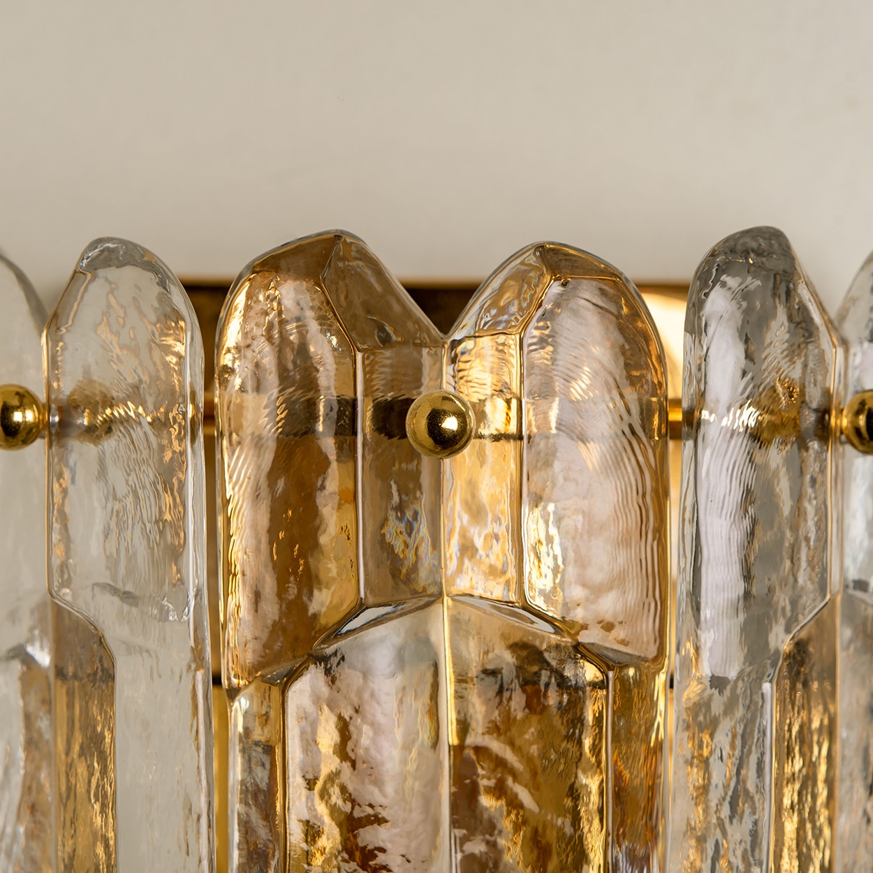 Pair of J.T. Kalmar 'Palazzo' Wall Light Fixtures Gilt Brass and Glass