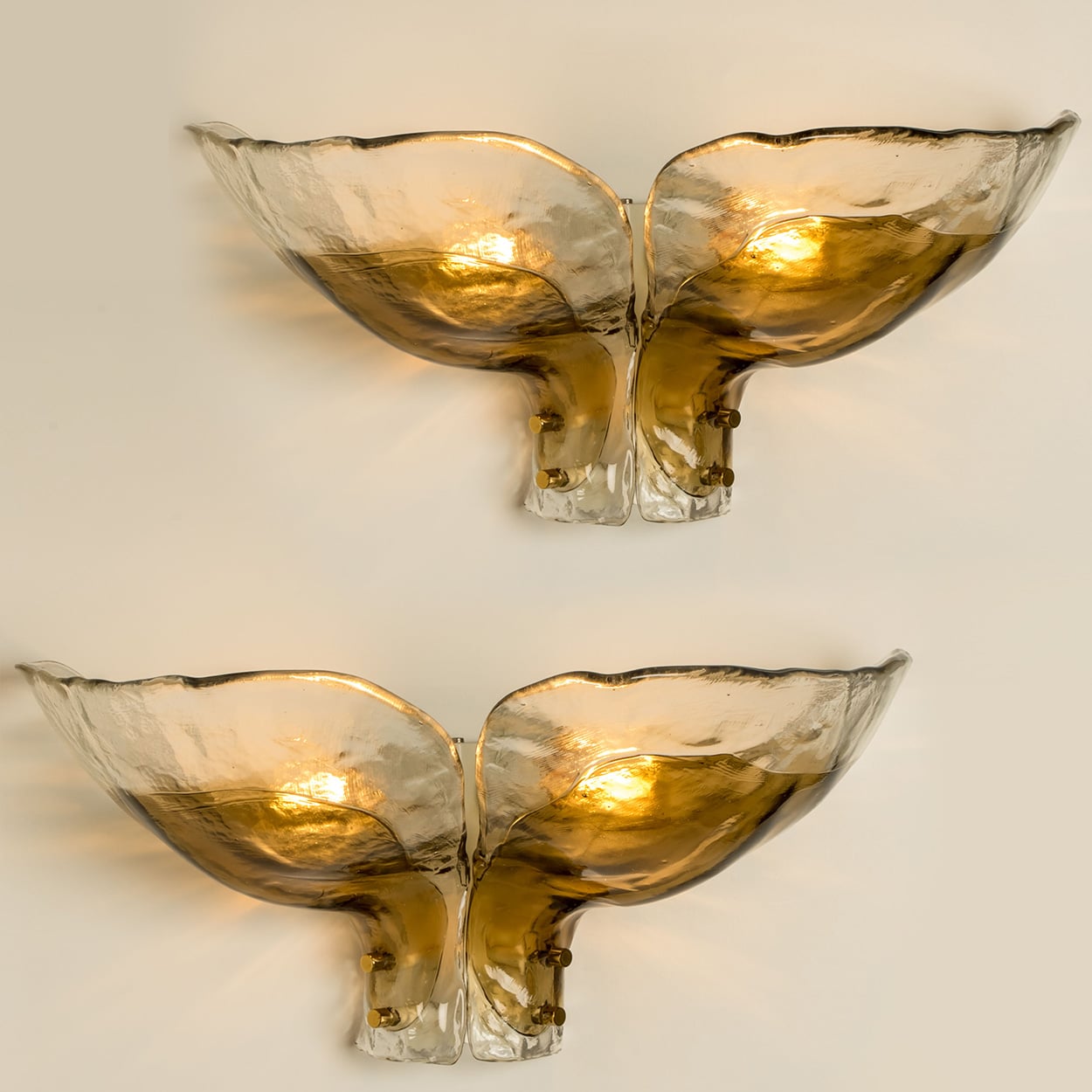 1 of the 2 pairs Extra Large J.T. Kalmar Wall Lights, 1970