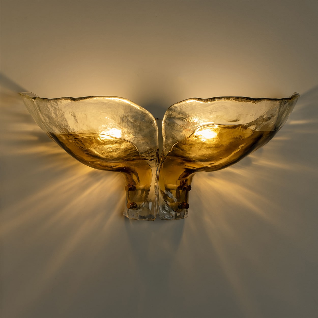 1 of the 2 pairs Extra Large J.T. Kalmar Wall Lights, 1970