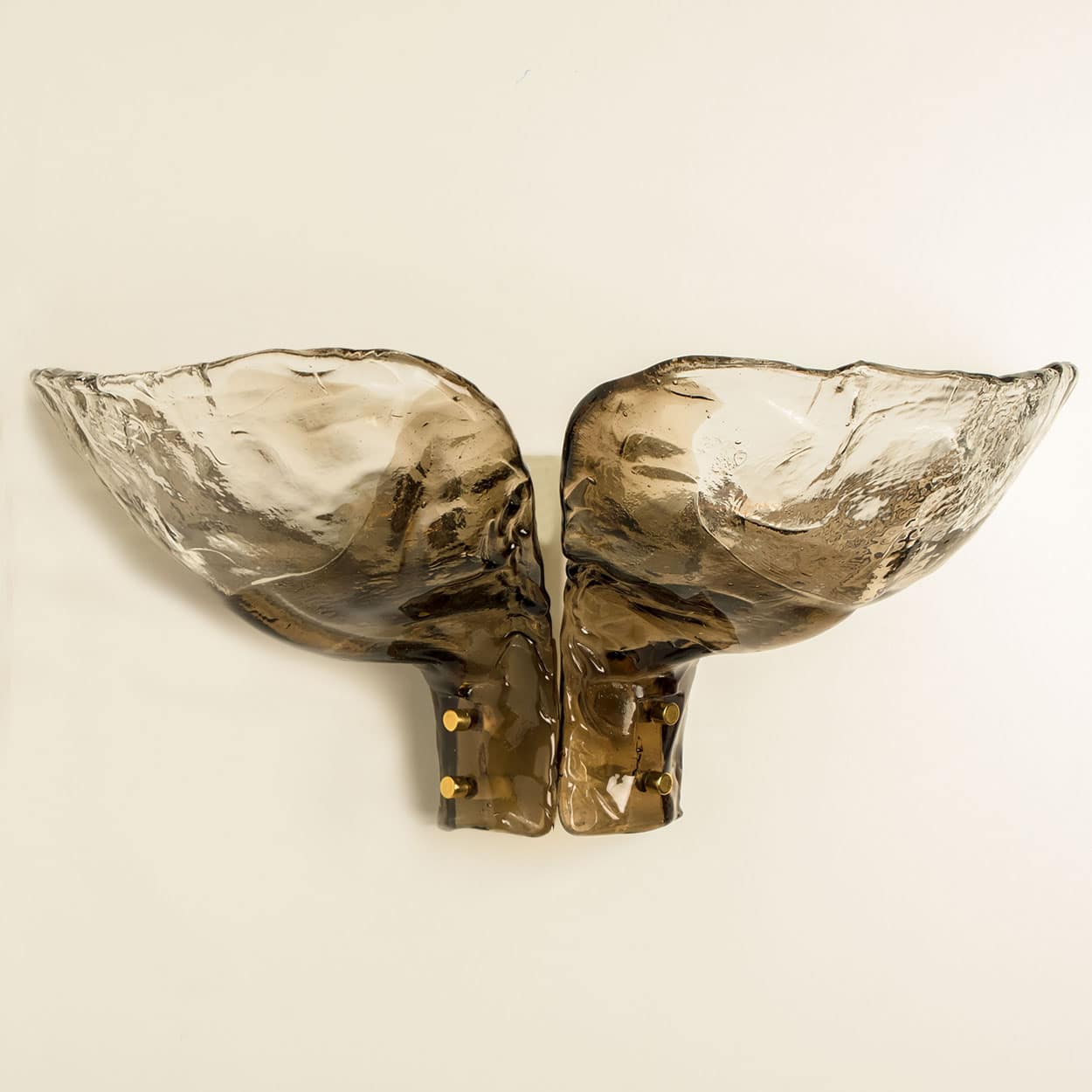 Pair of Extra Large J.T. Kalmar Wall Lights Smoked Glass, 1970