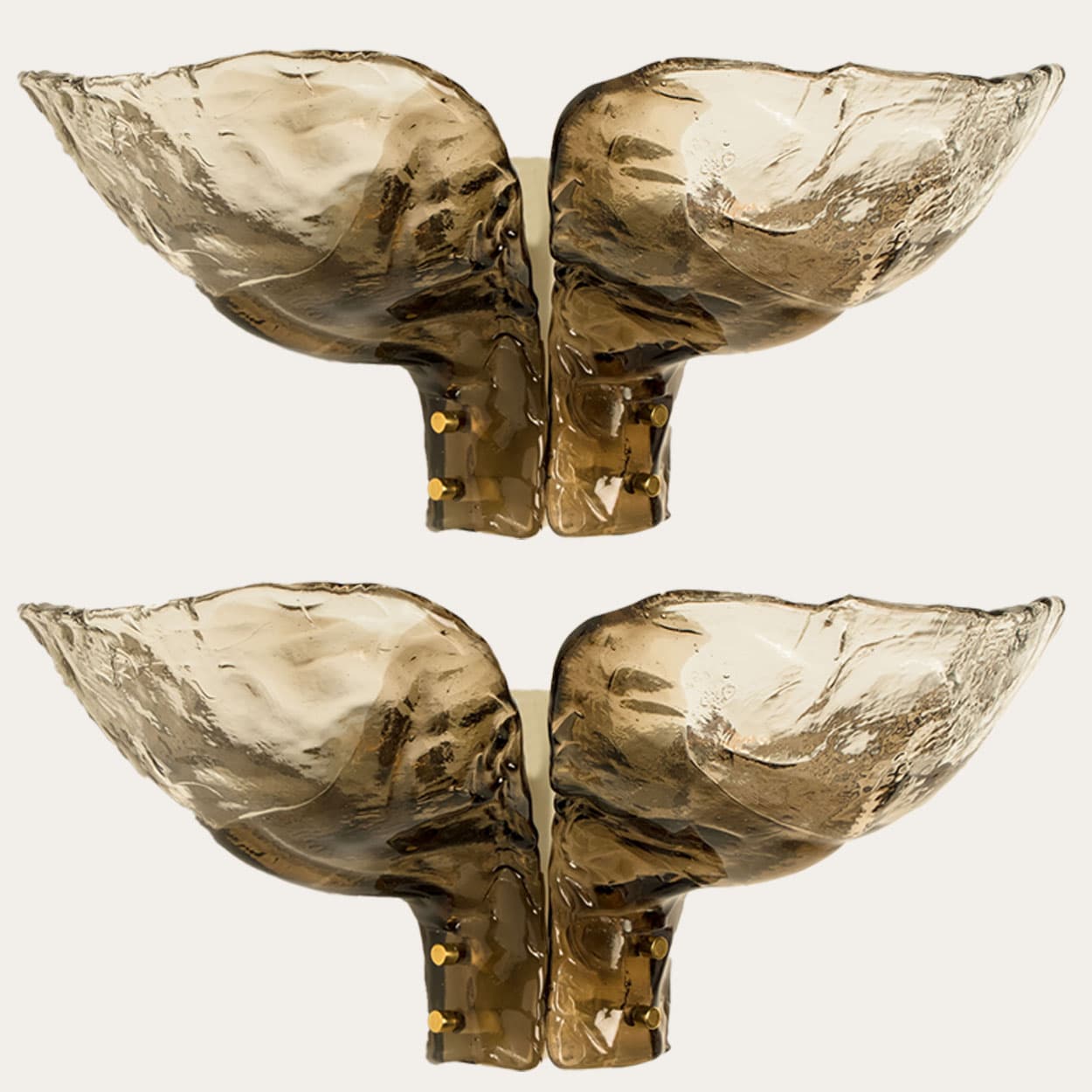 Pair of Extra Large J.T. Kalmar Wall Lights Smoked Glass, 1970