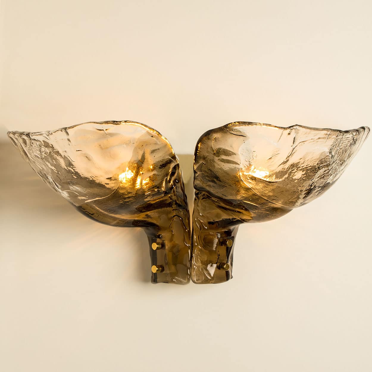 Pair of Extra Large J.T. Kalmar Wall Lights Smoked Glass, 1970