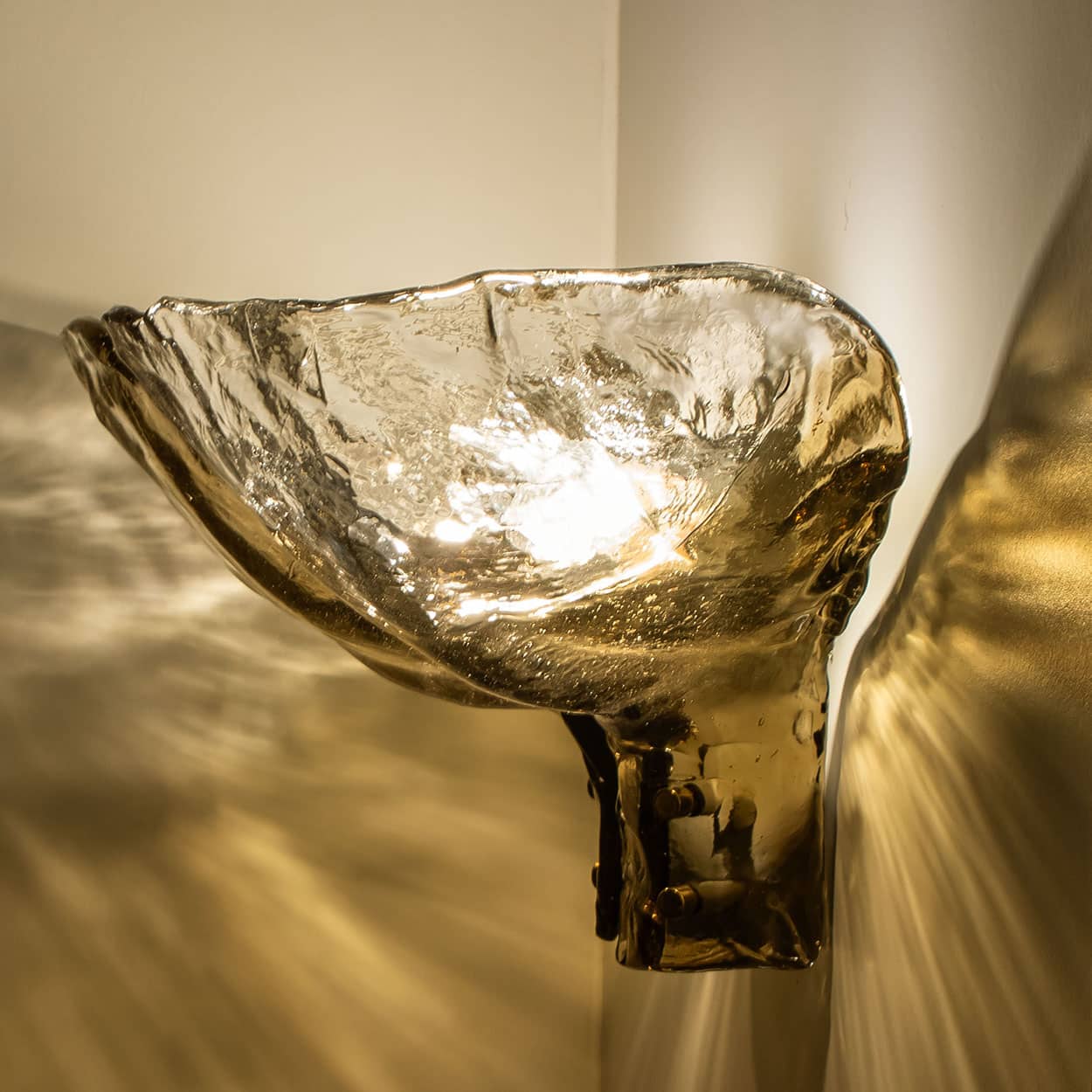 Pair of Extra Large J.T. Kalmar Wall Lights Smoked Glass, 1970